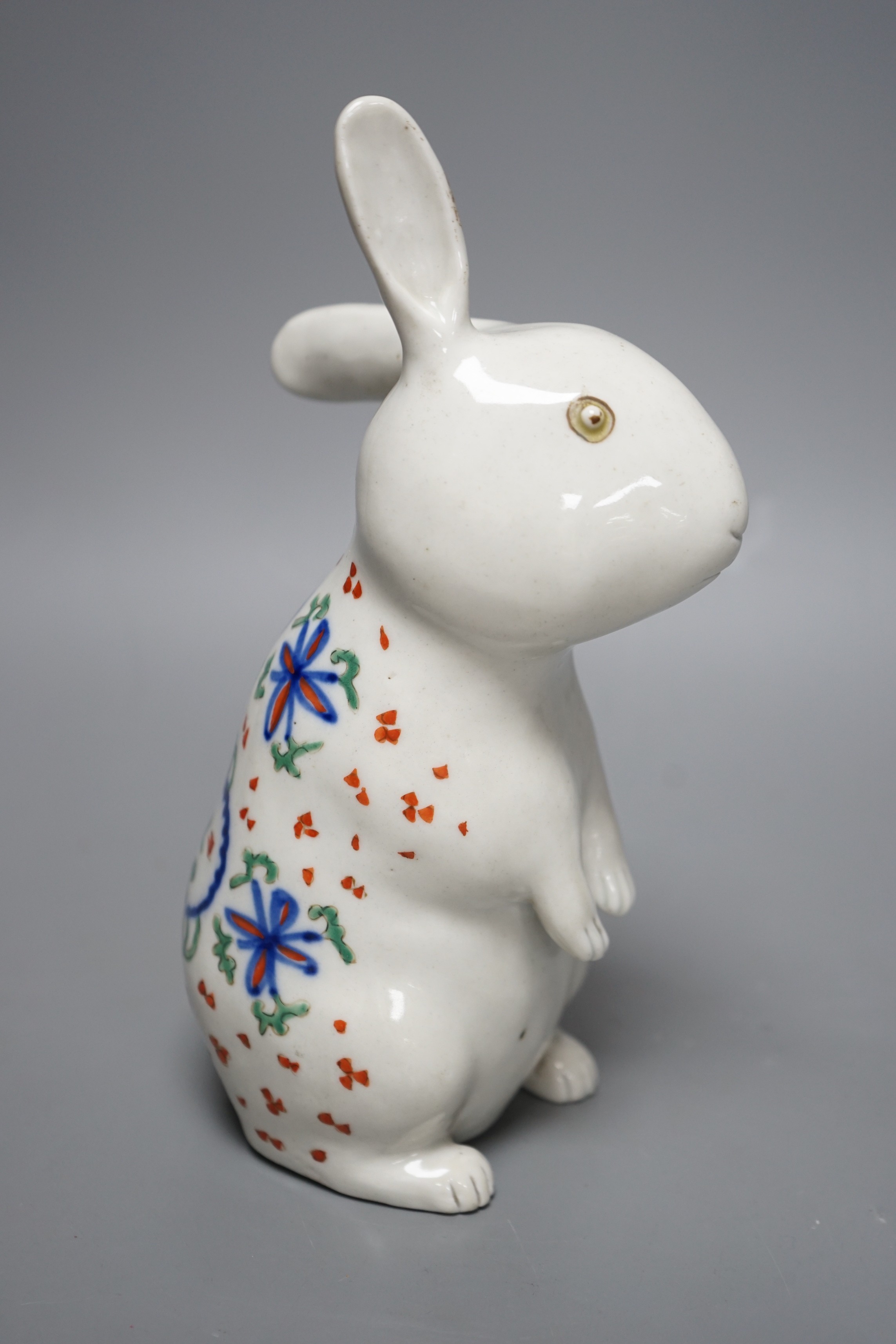 A Japanese Arita model of a seated rabbit, Meiji period, 23cm